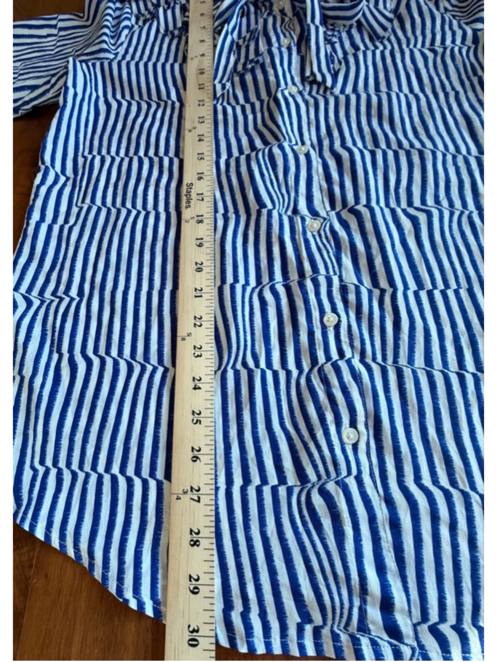 Banana Republic L Blue White Striped Ruffle Blouse - Picture 12 of 12